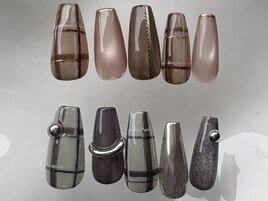 秋冬チェックネイル