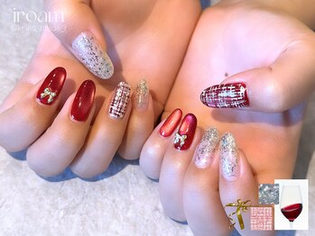 ツイード/キラキラ/ボルドー