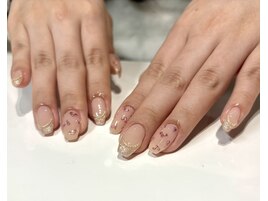 ラメフレンチ×ピンクハート