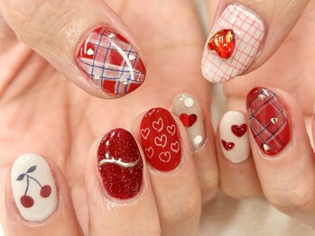 ラクネイル 浦和店(raku nail)/ポップな赤推しネイル