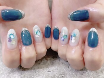 プライズアイリス アイラッシュ 池袋東口店(prize Iris eyelash)/クリアブルーシェルネイル