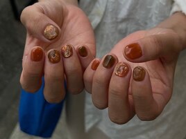 秋ネイル/オレンジ