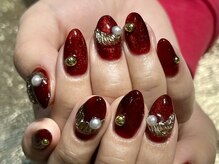 プロテア(protea)/ボルドーゴールドリングネイル