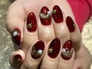 ボルドーゴールドリングネイル