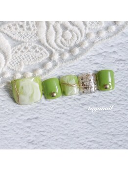 たゆ ネイル(たゆnail)/ニュアンスグリーンフットネイル