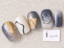 アイネイルズ 三宮店(I nails)/ゴールドネイビーニュアンス