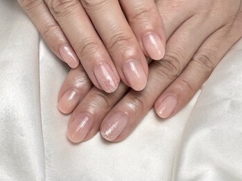 ヒールネイル(heal nail)/ピンクbeige×ポツポツラメ～