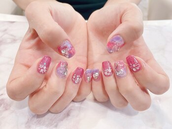 ラルネイル 大宮(Lull. nail)/#大理石 #ラメ #夏ネイル