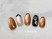 シーシーネイルサロン 池袋(C.C.Nail salon)/秋ネイル/ブラウン/ニュアンス花