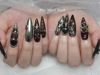 ピオミエルネイル 新宿(pio miel nail)/ブラッククロームきらめきモード