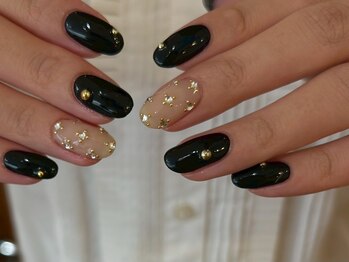 and w/Laque mini/*大人シックビジューネイル*