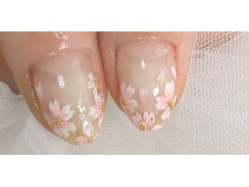 テテ ネイル(Tete..nail)/桜手書きアート