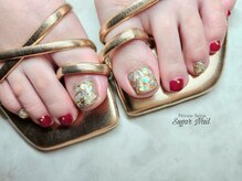 シュガーネイル(sugar nail)/シェル×赤フットネイル