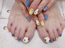 ネイル ビューティーマジック 葛西本店/手足お揃い水玉ネイル