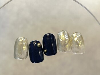 ラクネイル 浦和店(raku nail)/ネイビーゴールドニュアンス