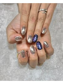 ミラーネイル/お洒落シルバー