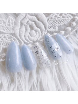 たゆ ネイル(たゆnail)/フィルインブルーフラワーネイル