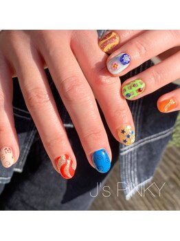 ネイルスペース ジェイズ ピンキー(NAIL SPACE J's PINKY)/カラフル個性派ネイル