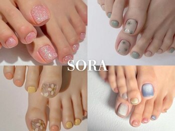 ソラ(sora)の写真/足先まで気を抜かない♪フットネイルで素敵な足元に！お仕事上ハンドネイルができない方にも大好評◎