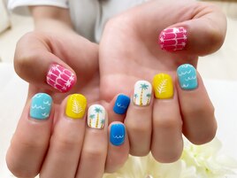 カラフル～！ヤシの木ネイル！