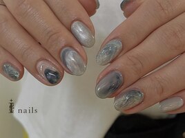 質感ブルーニュアンスネイル
