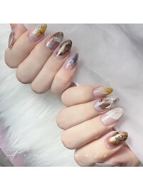 お任せに可愛いニュアンスネイル