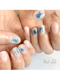雪の結晶ネイル/ブルー