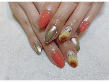 レアレアネイル(Lealeanail)/【パラジェル】向日葵ネイル