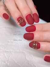 シュシュ(Chou chou)/赤色ネイル／マットコート仕上げ