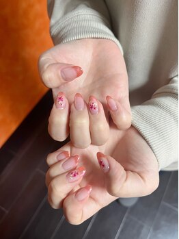 ネイルズビューティー(Nails Beauty)/ミラーフレンチ×押花