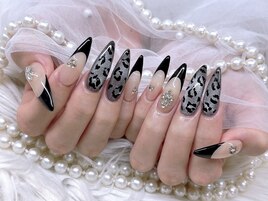 ヒョウ柄 フレンチ 黒マグネット