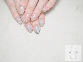 かすみ草ネイル チェックネイル