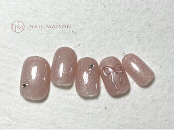 ネイルメゾン 梅田(NAIL MAISON)/ポップシンプルピンクリボン