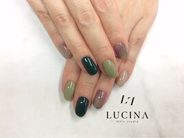 C-35 秋色グリーン系ネイル
