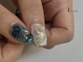 パールぷっくり透明感ネイル