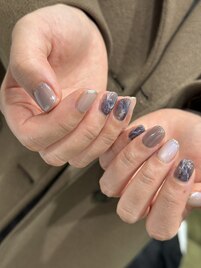 天然石風ニュアンス×細フレンチ