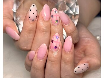 ジェー エス シー ネイル(J.S.C.nail)/チェック/ドット/ピンク