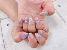 ネイル ビューティーマジック 葛西本店/マーブルキラキラネイル