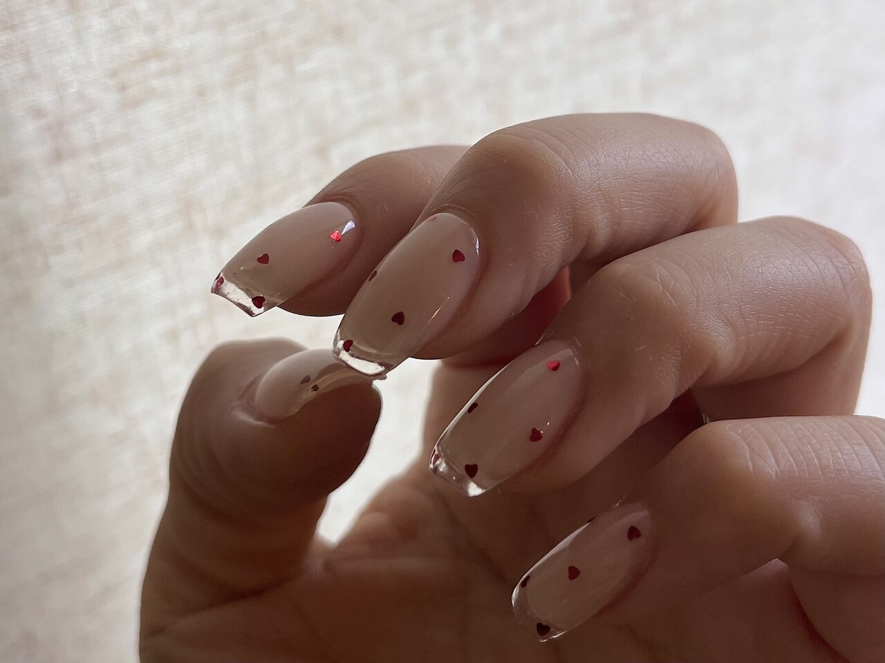 ネイルチップ ワンホン クリアハート シンプル ニュアンス 透け感