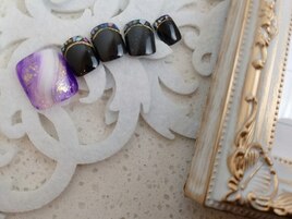 紫パールジュエリーネイル