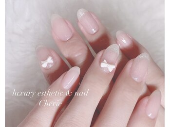 シェリエ(Cherie)/ヌーディーネイル×リボン