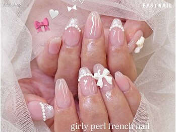 ファストネイル 湘南ゲート藤沢店(FAST NAIL)/パールビジュー/チーク/フレンチ