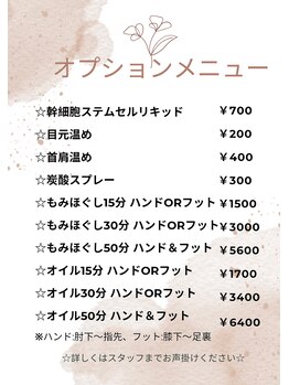 仙豆のちから 岐阜駅前店/オプションメニュー