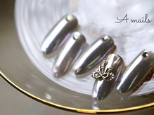 エーネイルズ 心斎橋(A.nails)/ミラーリボンネイル