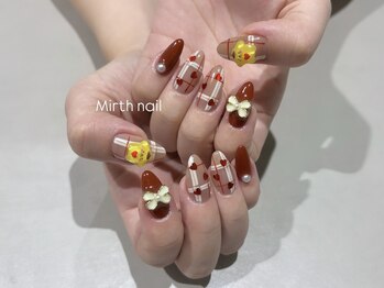 ボルドーチェック柄ネイル