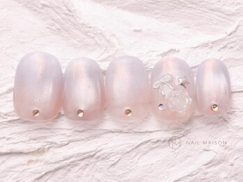 ネイルメゾン 渋谷店(NAIL MAISON)/夕焼け水光マグ薔薇リボン￥7800