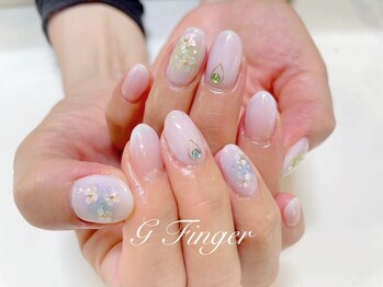 ジーフィンガー 大井町店(G Finger)/涼しげ♪ホロ花ネイル
