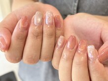 アース コアフュールボーテ 松本庄内店(EARTH coiffure beaute)/桃デザインネイル　￥9500