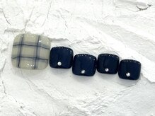 ネイルメゾン 池袋店(NAIL MAISON)/色鉛筆ネイビーチェック¥9000