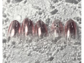 ミュウネイル(miu_nail)/ピンクミラー×リボン